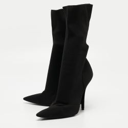 Yeezy Season 6 Black Stretch Fabric Ankle Booties Size 38.5