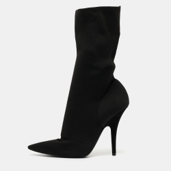 Yeezy Season 6 Black Stretch Fabric Ankle Booties Size 38.5