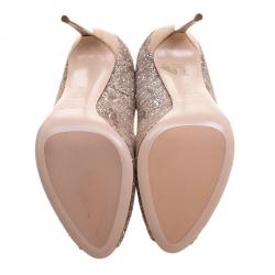 Sebastian Beige Lace and Silver Glitter Peep Toe Pumps Size 38