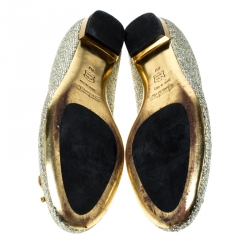 Sebastian Metallic Gold Glitter Crystal Embellished Ballet Flats Size 40