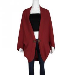 Pre Owned See By Chloe Red Wool Rib Trim Oversized Cardigan S