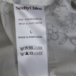 مملوكة مسبقًا See By Chloe Cloudy White Doodle Print Cotton Cropped T-Shirt L