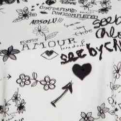 مملوكة مسبقًا See By Chloe Cloudy White Doodle Print Cotton Cropped T-Shirt L