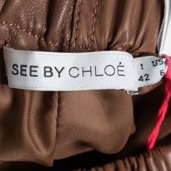 Pre Owned See by Chloe Brown Leather High Waisted Pants L