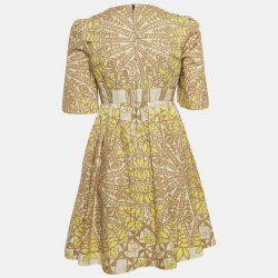 مملوكة مسبقًا See by Chloe Yellow/Tan Printed Cotton Mini Dress S