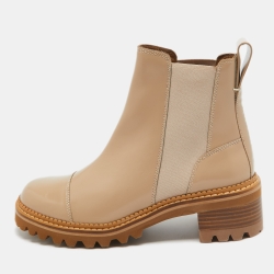 Pre Owned See by Chloe Pink Leather Ankle Boots Size 40