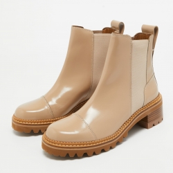 Pre Owned See by Chloe Pink Leather Ankle Boots Size 40