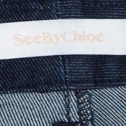 See by Chloe Indigo Dark Wash Denim Embroidered High Waist Boot Cut Jeans S