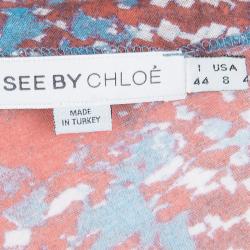 Pre Owned See by Chloe Multicolor Printed Modal Jersey Draped Dress L