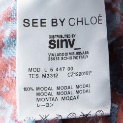 Pre Owned See by Chloe Multicolor Printed Modal Jersey Draped Dress L