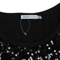 Pre Owned See by Chloe Black Sequin Dress S