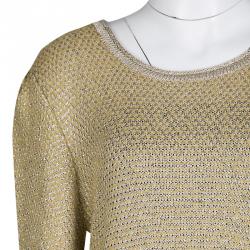 Pre Owned See By Chloe Mustard Yellow and Gold Long Sleeve Chunky Sweater Dress XL