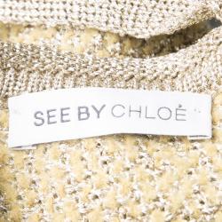 Pre Owned See By Chloe Mustard Yellow and Gold Long Sleeve Chunky Sweater Dress XL