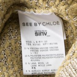 Pre Owned See By Chloe Mustard Yellow and Gold Long Sleeve Chunky Sweater Dress XL