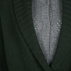 Pre Owned See By Chloe Olive Green and Grey Faux Layer Belted Long Cardigan M