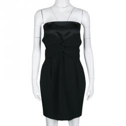 Pre Owned See By Chloe Black Twist Front Detail Strapless Dress M