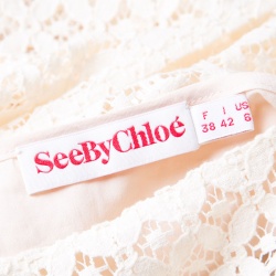 Pre Owned See by Chloe Cream Boat Neck Floral Lace Top M