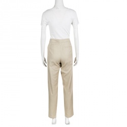 See by Chloe Beige Cotton Linen Tapered Pants M