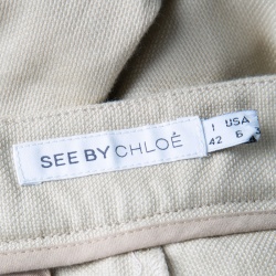 See by Chloe Beige Cotton Linen Tapered Pants M