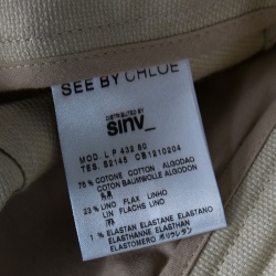 See by Chloe Beige Cotton Linen Tapered Pants M