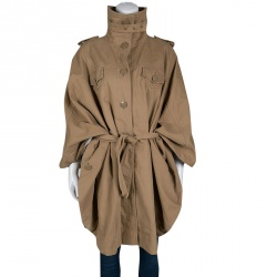 Pre Owned See by Chloe Khaki Cotton Jersey Lined Buttoned Oversized Cape Jacket S