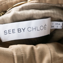 Pre Owned See by Chloe Khaki Cotton Jersey Lined Buttoned Oversized Cape Jacket S