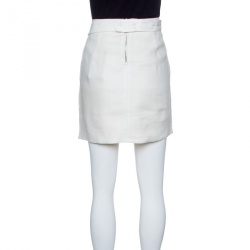 Pre Owned See By Chloe Off White Linen Flower Button Detail Mini Skirt S
