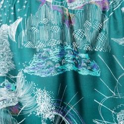 Pre Owned See By Chloe Green Printed Silk Elasticized Waist Skirt M