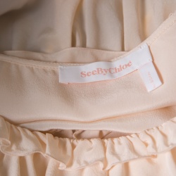 Pre Owned بلوزة سي باي كلوي حرير وردي فاتح شفاف طبقات L