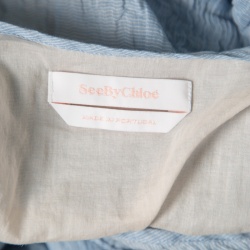 Pre Owned توب سي باي كلوي قطن أزرق وأبيض مكشكش S