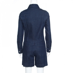 Pre Owned See By Chloe Indigo Lace Detail Dark Wash Denim Jumpsuit S