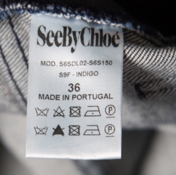 Pre Owned See By Chloe Indigo Lace Detail Dark Wash Denim Jumpsuit S