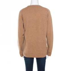 Paul and Joe Camel Brown Cashmere Rib Knit Button Front Cardigan S