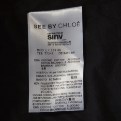 See by Chloe Black Textured Cotton Satin Faux Lapel Collarless Blazer S