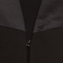 See by Chloe Black Textured Cotton Satin Faux Lapel Collarless Blazer S