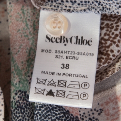 Pre Owned بلوزة سي باي كلوي مطبوع تجريدي واسع جورجيت متعدد الألوان M