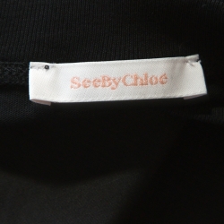 Pre Owned See by Chloe Black Cotton Scallop Hem Dress S