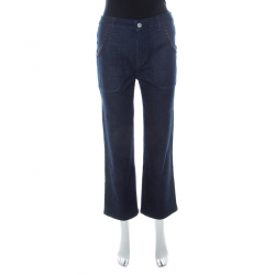 See by Chloe Blue Dark Wash Denim Lace Pocket Trim Flared Jeans S