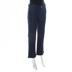 See by Chloe Blue Dark Wash Denim Lace Pocket Trim Flared Jeans S
