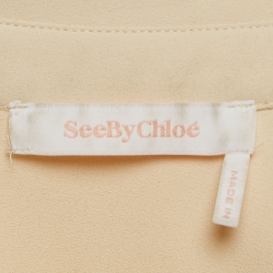 Pre Owned See by Chloe Beige Crepe Contrast Stitch Detail Blouse M