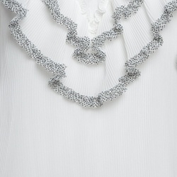 مملوكة مسبقًا See by Chloe White Pleated Chiffon Ruffled Short Dress M