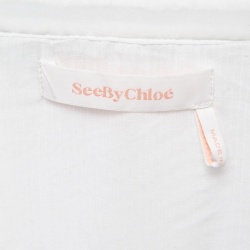 مملوكة مسبقًا See by Chloe White Pleated Chiffon Ruffled Short Dress M