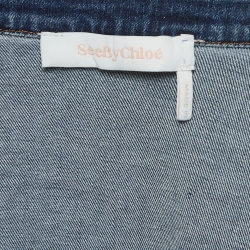 مملوكة مسبقًا See by Chloe Blue Denim Buttoned Front Pleated Blouse M