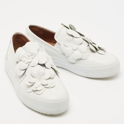 Pre Owned See by Chloe White Leather Low Top Sneakers Size 38