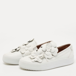Pre Owned See by Chloe White Leather Low Top Sneakers Size 38