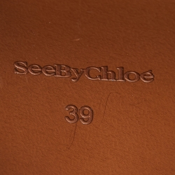 مملوكة مسبقًا See by Chloe Brown Leather Cila Strappy Platform Block Heel Sandals Size 39