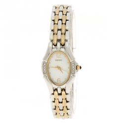 Pre Owned Seiko Mother of Pearl Two Tone Stainless Steel Women's Wristwatch 20 mm