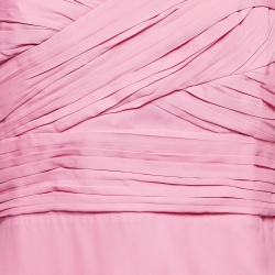 Pre Owned Self-Portrait Pink Crepe Pleated Iris Midi Dress M