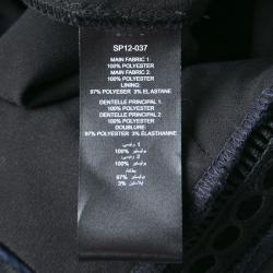 مملوكة مسبقًا  فستان سيلف بورتريت بياقة مرتفعة دانتيل نقوش نجمة أسود وأزرق كحلي M