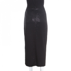 Pre Owned Self Portrait Black Sequined Wrap Front Midi Skirt M